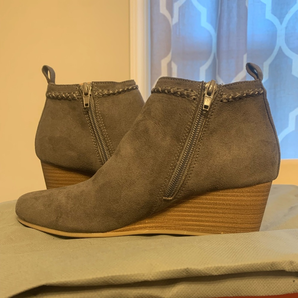 Dark Gray Wedge Booties Size 7.5